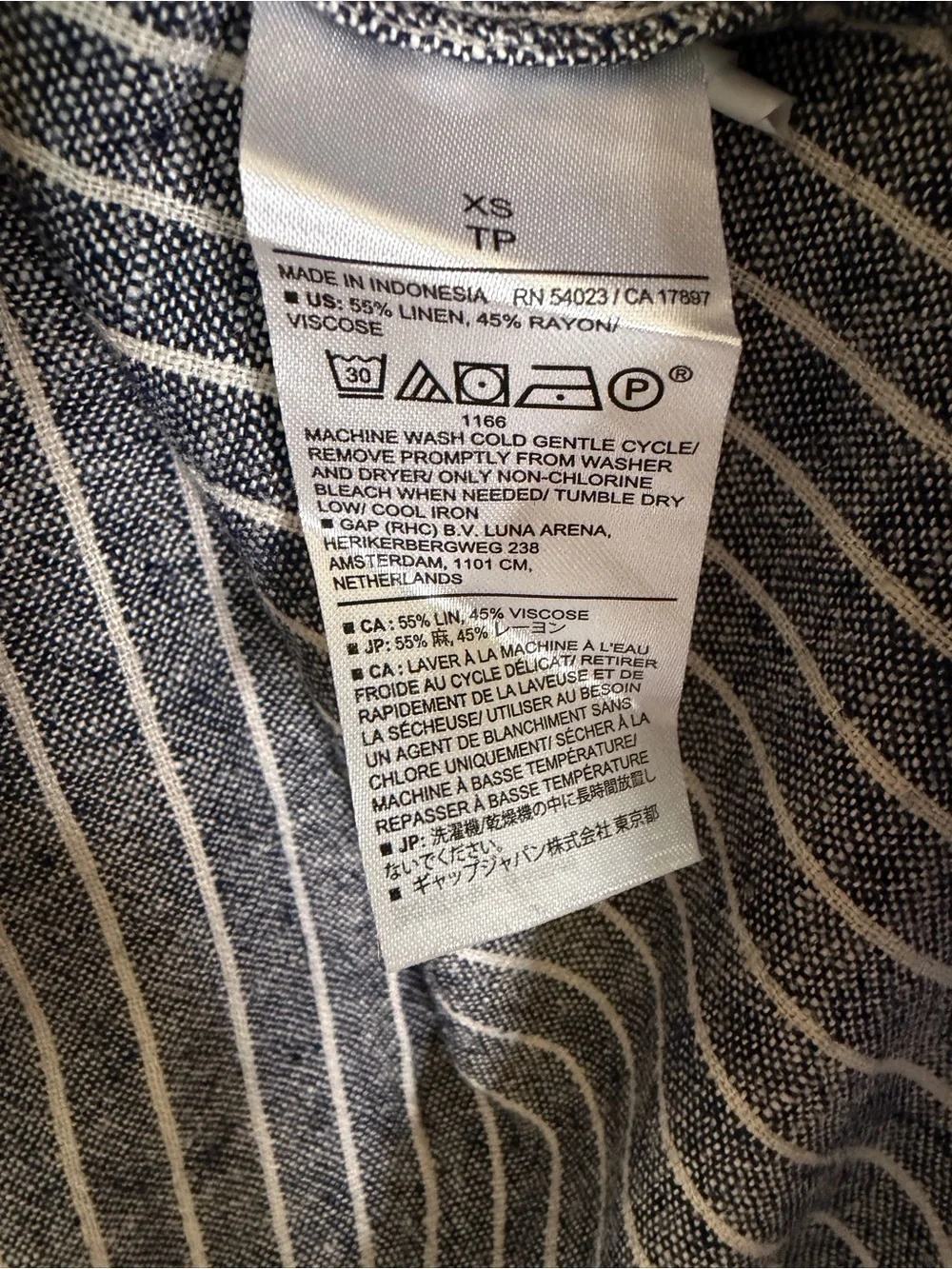 Banana Republic Linen Blend Vertical Stripe Button-Down Long Shirt Size XXS